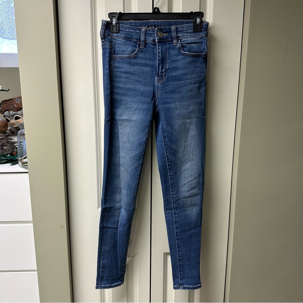 American Eagle Next Level Stretch Hi-Rise Blue Jeggings Size 2 Short